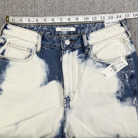Pacsun Jeans 29x28 High Rise Relaxed Fit Bleach Stained Wash Snowflake Raw Hem - Picture 7 of 11